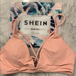 New SHEIN pink bikini top with braided straps